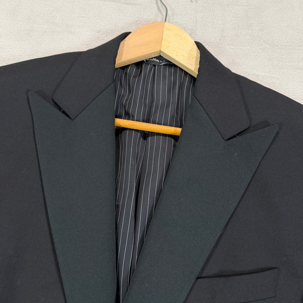 Samuelsohn Mens 41S SB Alton Black Super 120s Wool Peak Lapel Tuxedo Sport Coat - Picture 2 of 13